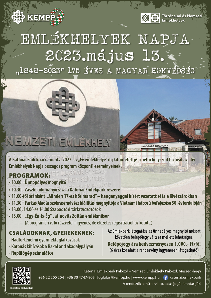 Emlékhelyek napja a KEMPP-ben május 13-án szombaton